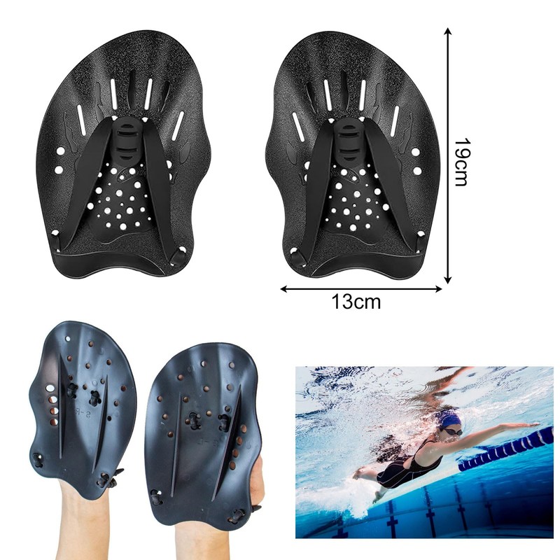 Pamtns 1 Pair Hand Paddles Swimming Unisex Adult Swimming Training