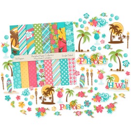 Die Cuts & Paper Set - Paradise - by Miss Kate Cuttables - 16 Single - Sided 12"x12" Premium Specialty Paper Sheets & Over 60 Coordinating Die Cuts