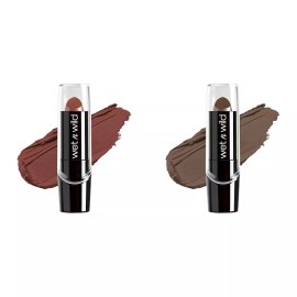 wet n wild 2 Value Pack wet n wild Silk Finish Lipstick Hydrating Rich Buildable Lip Colors - Java Brown + Cashmere Brown