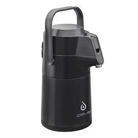 IDEUS 74 oz Stainless Steel Thermal Coffee Carafe, Double Wall Vacuum Insulated Thermos Airpot with Pump, Large Water Coffee and Beverage Dispenser, 12 Hour Heat 24 Hour Cold Retention, Black