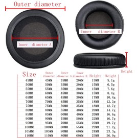 JHZZWJ Ersatz Ohrpolster für Durchmesser 105mm (10.5cm) 4.13inch (Runde), kompatibel mit 105mm 1 Paar Ohrpolster aus Kunst Leder