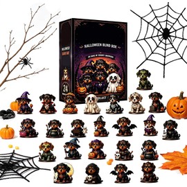 Halloween Countdown Calendar Advent 24 Piece 2D Acrylic Dog Figurines
