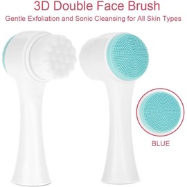 ZJchao Cepillo Facial Exfoliante, cepillo limpiador facial, cepillo facial doble 3D, herramienta de masaje con eliminación de grasa, cepillo de limpieza facial exfoliante