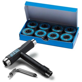 [CCS] Blue Steel Bearings with Black Skateboard Tool