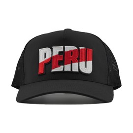 PeruCoUSA Peru Franja Hat — Trucker Mesh Snapback Cap — Adjustable — Gorras de Peru (Black/Black)