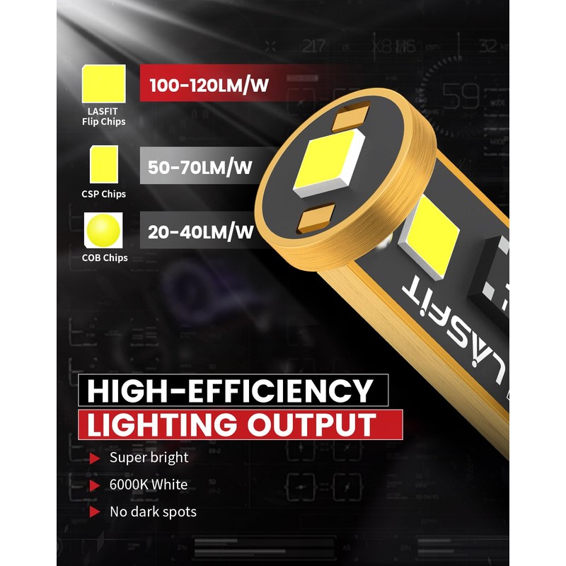 LASFIT 194 LED Bulb for License Plate Bulb White Bright,T10