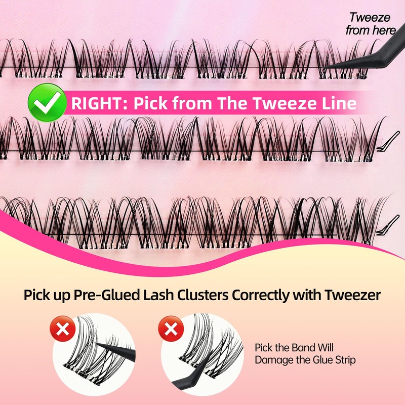 Fayjoo Wispy Natural Self Adhesive Eyelashes DIY Lash Clusters with