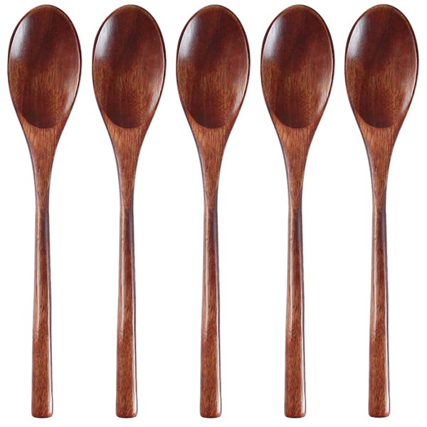 Spoons Set of 5 22cm Unpasted Natural Wood Spoons AOOSY