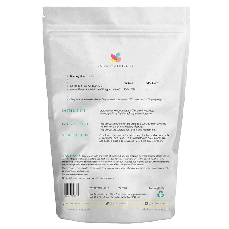 Soul Nutrients | Lactobacillus Acidophilus Probiotic Tablets(120) | High Strength