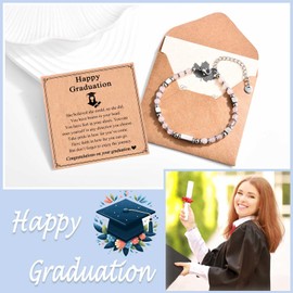 TEVOP Graduation Gifts for Her, Graduation Bracelet Tiny Pink Beaded Bracelet Gifts for Graduates, Special Graduation Gifts for Daughter Friend Sister Granddaughter