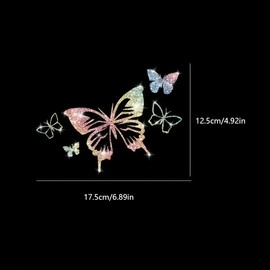 2PCS Sparkling Heart Butterflies Self-Adhesive PVC Rainbow Glittery Decal Sticker for Cars, Laptops, Trucks, Motorcycles Wall Window Luggage Scratch Cover Door Multi-Surface Decor Sticker