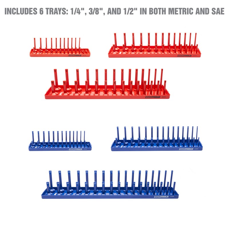 OEMTOOLS 22237 6 Piece SAE and Metric Socket Tray Set,