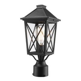 Darkaway Outdoor Post Lights, Aluminum Exterior Post Lantern Light Fixture with Seeded Glass, E26 Socket Fence Pole Deck Lighting for Garden Patio Pathway