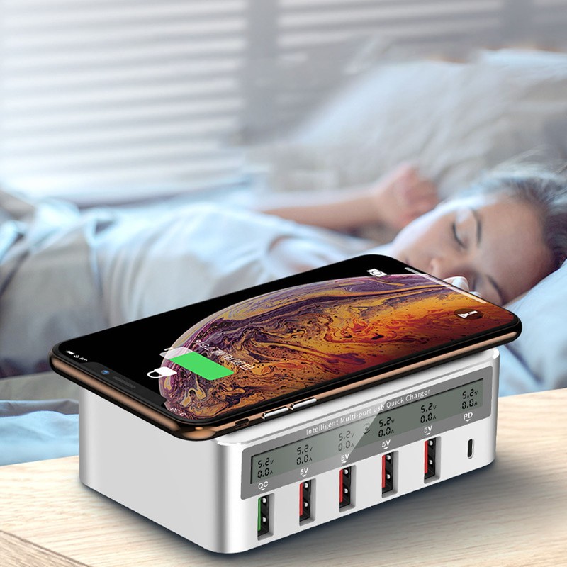 USB Fast Charging Station Wireless Multi Port 6 Ports 50W