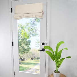 WdFour Side Door Curtains for Door Window, Room Darkening Solid Color Door Window Covering for Glass Door, Front Door Sidelight Curtain Tie up Shade （30W x 80L Inches, 1 Panel,Oatmeal）。