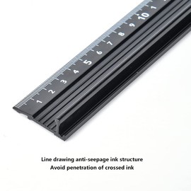 Cutting Ruler, Metal Ruler, Non-Slip Ruler with Straight Edge for Architects, Construction Plans, Students, Draftsmen and Engineers, Supports Measuring and Cutting (L-Type)