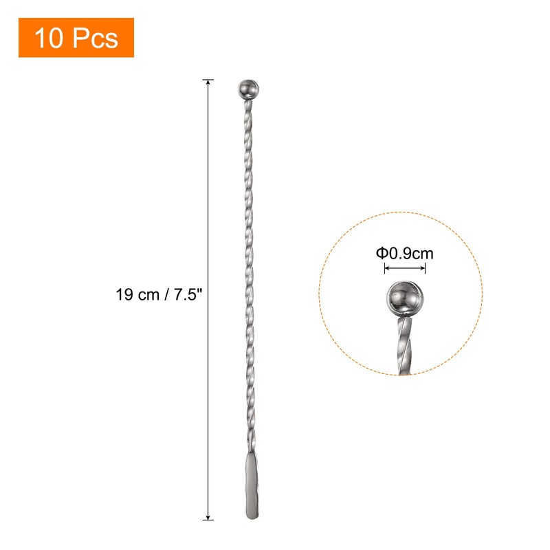 uxcell 10 Pcs Stainless Steel Fruit Sticks, 7.5 Inches Coffee
