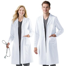 BSBUY Lab Coat Women Men White Cotton Polyester Medical Coat Science Doctors Scientist Coat, Unisex Adult Lab Coat Chemistry Laboratory Food Coat Workwear Uniform Fancy Dress Costume with Pocket(M)