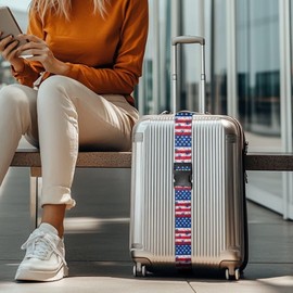 Eritanaer America Flag Luggage Straps for Suitcases Paws Elastic Straps Luggage Markers for Easy Identification Buckle Straps for Baggage Patriotic Adjustable Luggage Belt Strap