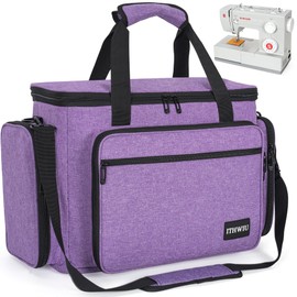ITHWIU Sewing Machine Carrying Case with Multiple Side Zipper Storage Pockets for Accessories, Universal Tote Storage Bag, Purple