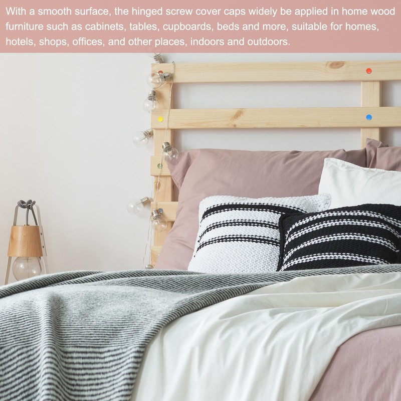 sourcing map 100Pcs 5mm Hinged Screw Cover Caps Plastic Fold