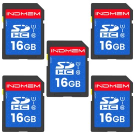 INDMEM 16GB SD Card (5 Pack) SDHC Flash Memory Card UHS-I U1 Class 10 High-Speed Full HD Video Compatible with Digital Point-and-Shoot Cameras, HD Camcorders, DSLR and PC, 16GB(5pack)