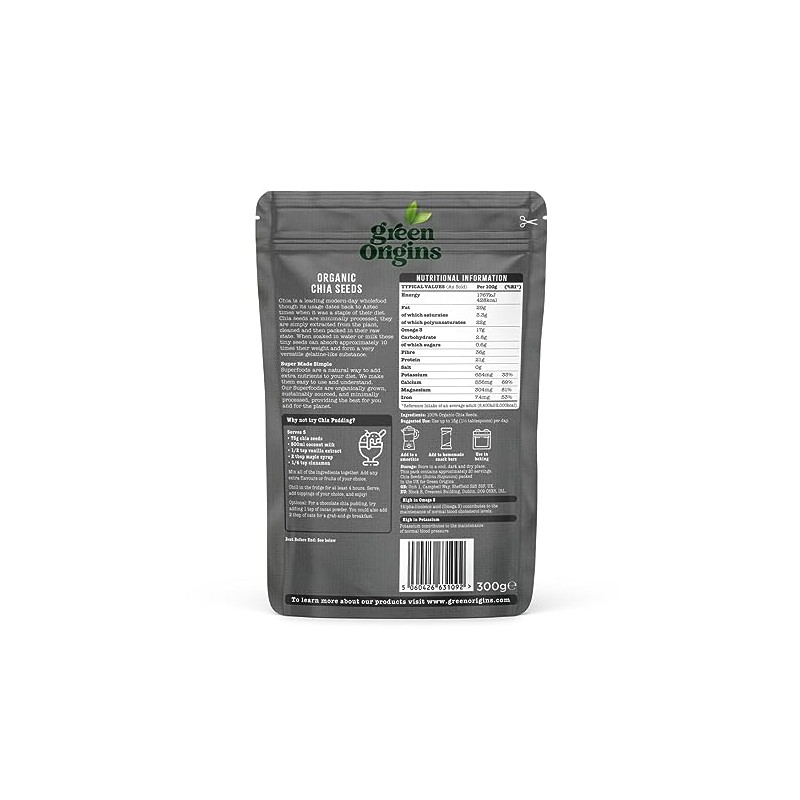 Green Origins Organic Chia Seeds, Raw 300g