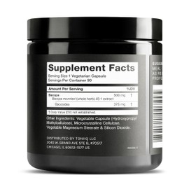 Toniiq Bacopa - Ultra High Potency 45:1 Extract with 75% Bacosides - Highly Concentrated - Third-Party Lab Tested - 90 Capsules