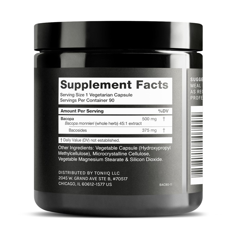 Toniiq Bacopa - Ultra High Potency 45:1 Extract with 75%