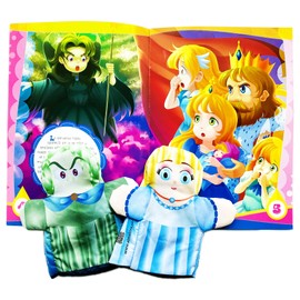 LA BELLA DURMIENTE cuento ilustrado con dos títeres y un pinta-cuentos. Títeres cuenta-cuentos que al leer el código QR te cuentan su historia y cuento infantil con audiolibro. Regalo niños y niñas