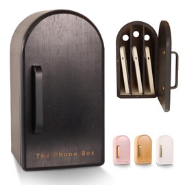 The Phone Box, Decorative Cell Phone Box for Family Time, Holds 6 Phones, Premium Bamboo Wood Phone Jail, Charging Holes, Free App