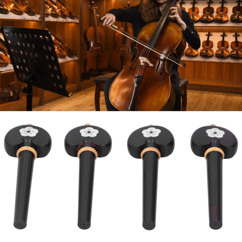 4Pcs Cello Pegs String Tuning Hand Carved Ebony Wood Musical