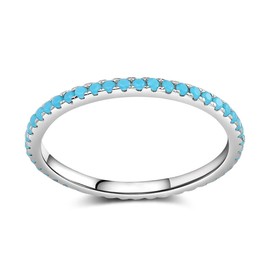 IMINI Turquoise Stackable Ring for Women Girls Boho Blue Stone Stacking Statement Knuckle Band Rings Comfort Fit Simple Retro Wedding Promise Christmas Birthday Jewelry Gift (9)