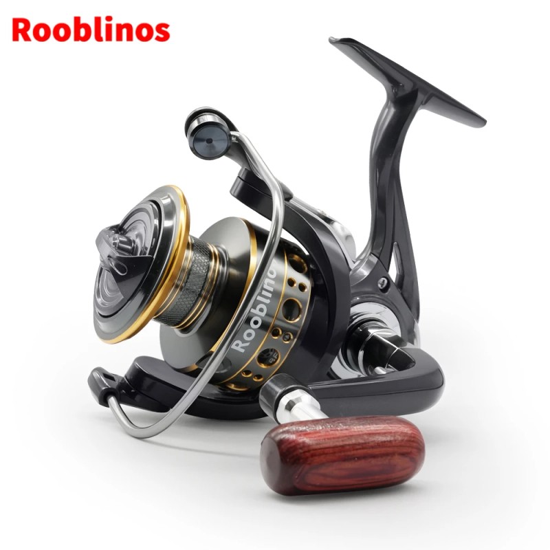 Rooblinos BK Aluminum Alloy Spinning Reel Left Hand Wood Texture