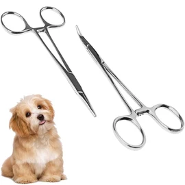 2Pcs Hemostat Forceps Stainless Steel Locking Clamps Curved Straight Plier,Hemostat Locking Forceps Stainless Steel Forceps Locking Tweezers Clamp,Curved and Straight 3-Stage Locking Clamp Forcep