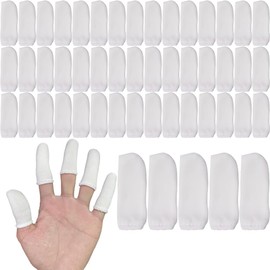 Finger Sacks, White Cloth Finger Covers, Skin Friendly, Fingertip Care, Cracking, Bare Skin Feeling, Ultra Thin, Stretchy, Breathable, Thin, Finger Protection, Pack of 50, 0.8 x 2.6 inches (2 x 6.5 cm