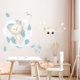 WANDKIND V375 Cuddly Cat Wall Sticker for Children's Room Hand-Drawn Sticker Nursery Baby Room Wall Sticker Cats Mural Kitty (120 x 120 cm)