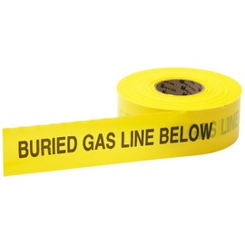 Mutual 17783 Polyethylene Non Detectable Underground Gas Line Marking Tape, 4.5 mil Thickness, 1000' Length x 3" Width, Yellow