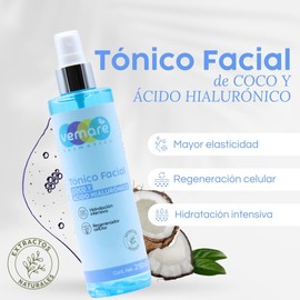 Vemare Cosmetics Tónico Facial Coco Y Ácido Hialurónico Hidrata 250 ml