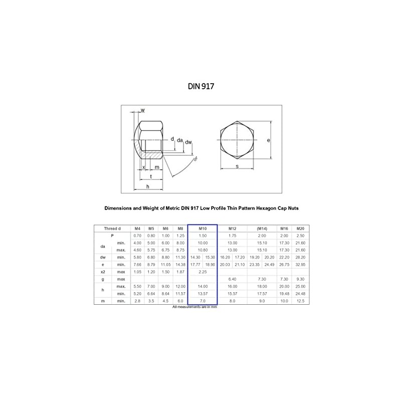 TERF® M10 Cap Nuts M10 (10mm) Steel Cap Hex Nut
