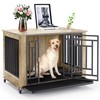 YITAHOME 38" Dog Crate Furniture with Wheels, Heavy Duty Wood
