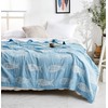 MEJU MEJU Fish Blue Modern Muslin Lightweight Summer Blanket for