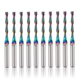 BFVV 10 Pcs Up-Cut CNC Router Bit 1/8 inch Shank, 2 Flute Spiral Up Cut End Mill, CNC Solid Carbide Milling Cutter with DLC Coating for Precision Wood Carving Applications
