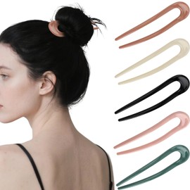 Luixenir 5 Pcs Elegant Hair Pins Colorful French Hair Pins for Women Girls U Shaped French Hair Clips for Buns Hair Styling Accessories