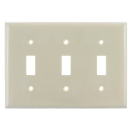 Sunlite 40888-SU 3-Gang Toggle Switch Plate, Ivory, Standard 4.5 in X 6.4 in Size, Matching Screws Included, UL Listed, 12 Pack, 12 Count