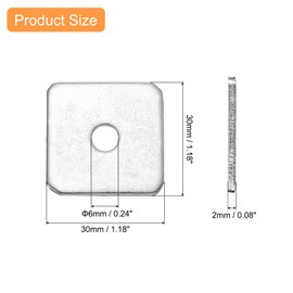 sourcing map 15pcs M6x30x2mm Square Plate Bearing Washers 304 Stainless Steel Plate Square Plate Washers Flat Pad Spacer Gasket for Hardware Fastener
