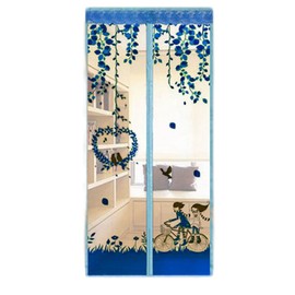 Magnetic Fly Screens Automatically Mosquito Mesh Curtain for Doors Keep Insects Out Mosquito Door Screen Without Drilling (Blue car)