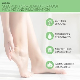 PURA D'OR FootFocus Gel orgánico de aloe vera de 16 onzas para reparación grave del talón agrietado productos para el cuidado de los pies - Alivia los