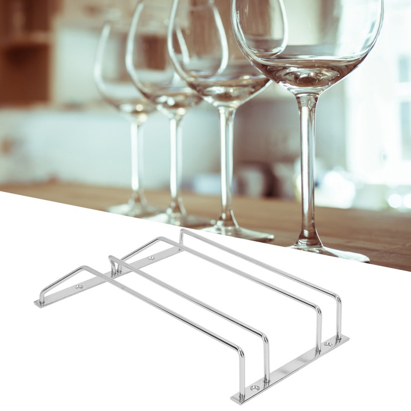 Stainless Steel Double Row Wine Glass Stemware Rack Hanging Stemware