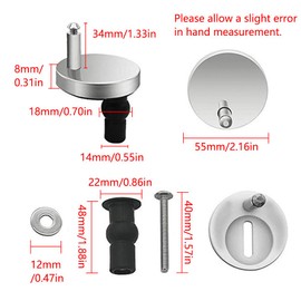 Universal Toilet Seat Fittings, 2Pcs Quick Release Top Hinges Fittings Stainless Steel Toilet Seat Replacement Kit with Expansion Screws and Bolts, 55mm/2.16in Diameter
